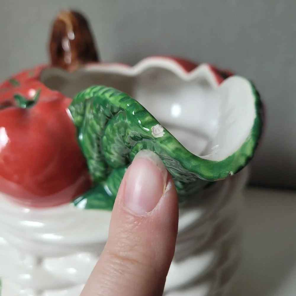Vintage 1992 Fitzgerald & Floyd Ceramic Tomato Basket Pitcher 1 1/2 Qt | As-Is
